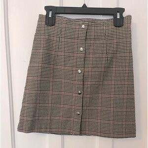 Plaid Pencil Skirt with Snaps